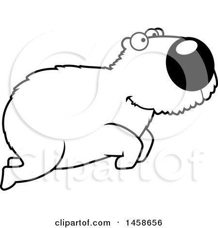 450x470 Clipart Of A Lineart Happy Capybara Jumping