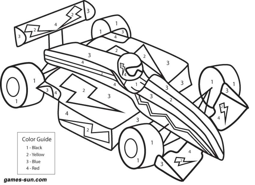 850x617 Race Car Coloring By Numbers