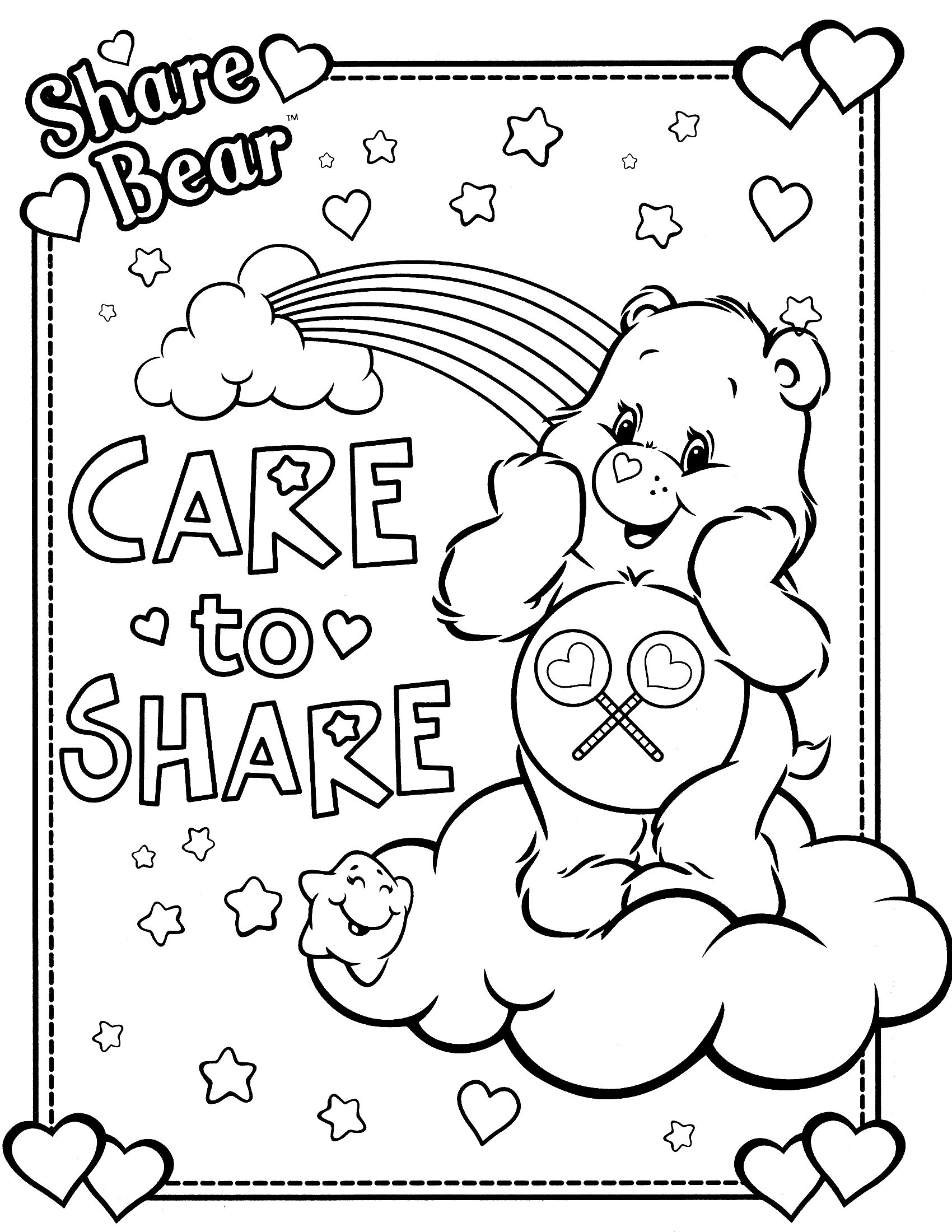 1700x2200 Care Bears Coloring Pages Care Bears Coloring Page 11 Bulletin