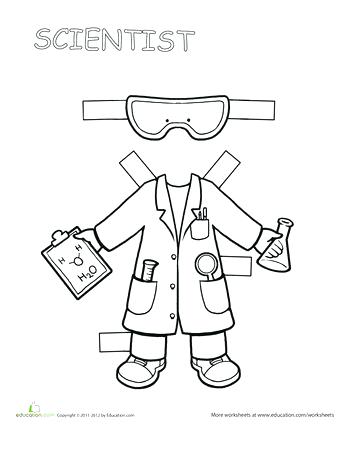 350x453 Career Day Coloring Pages Career Paper Dolls Scientist Career Best