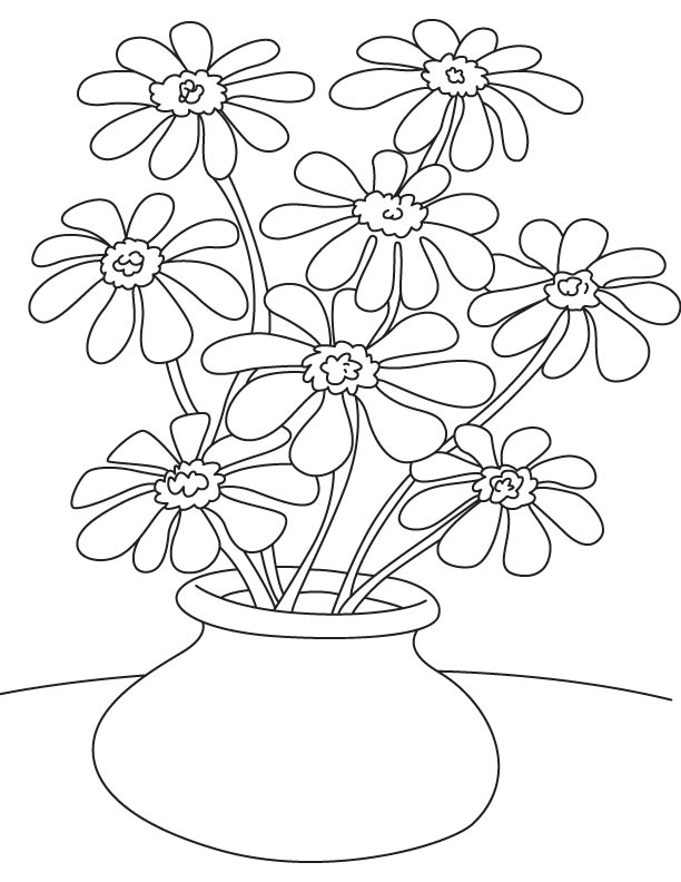 612x792 Carnation In Flower Pot Coloring Page