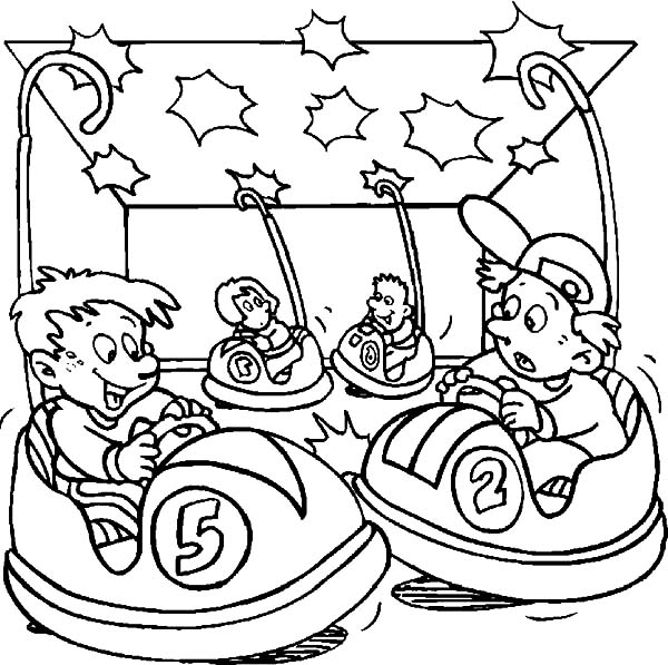 600x597 Carnival Playing Bumper Cars Coloring Pages Best Place To Color