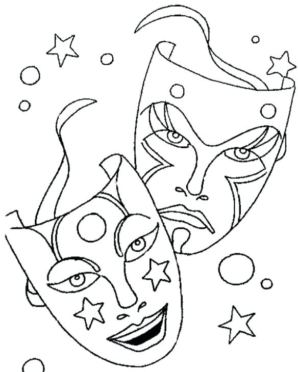 584x730 Printable Mardi Gras Masks For Carnival Coloring Page Holiday
