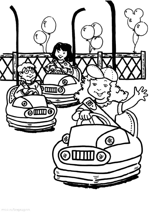 600x848 Carnival Food Coloring Pages Bumper Cars At Carnival Coloring