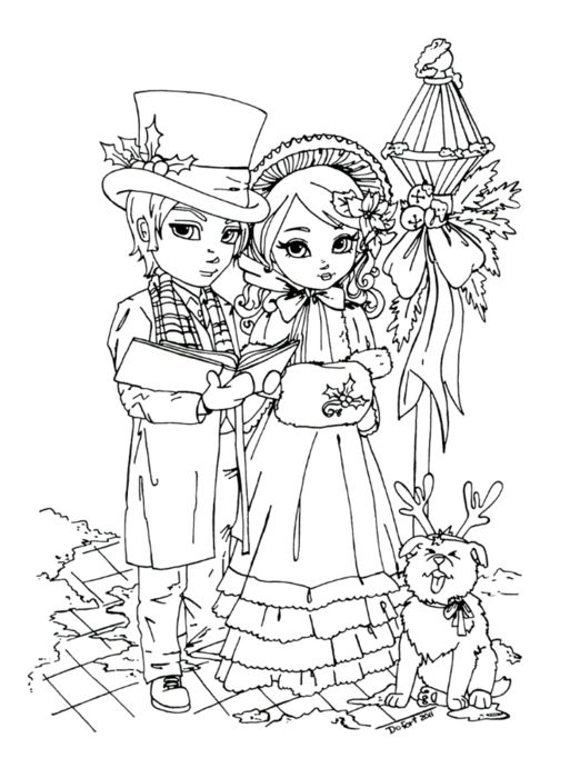 Carolers Coloring Pages