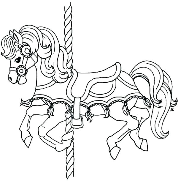 600x609 Carousel Coloring Pages Race Horse Coloring Pages Carousel