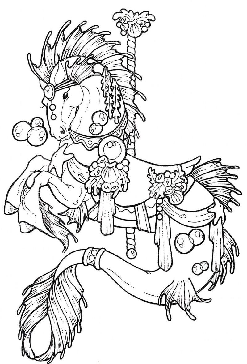 800x1177 Complicolor Seahorses Coloring Sheets