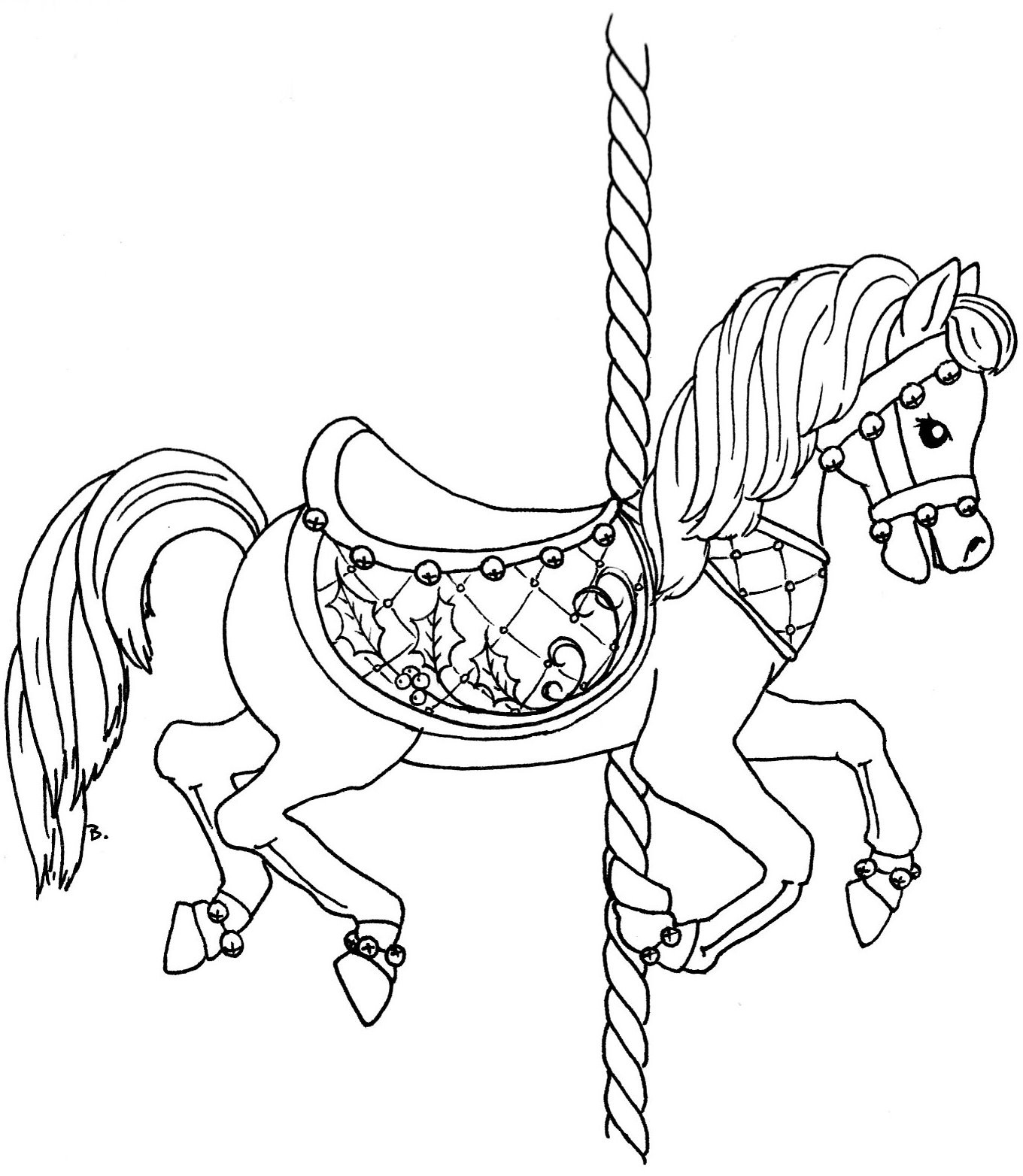 1360x1564 Carousel Horse Coloring Pages Wagashiya