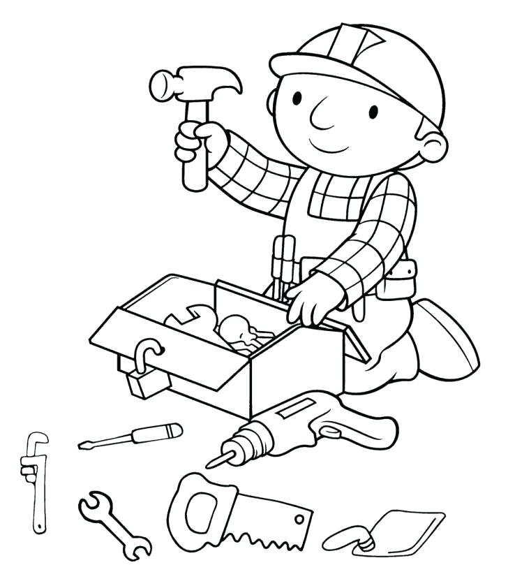 728x809 Coloring Pages Of Tools Tools Coloring Pages Bob The Builder