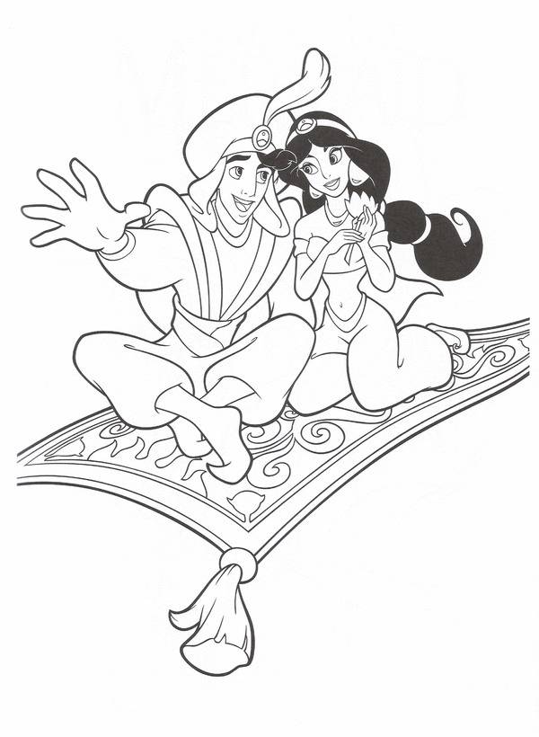 600x820 Princess Jasmine And Aladdin Magic Carpet Ride Disney Coloring