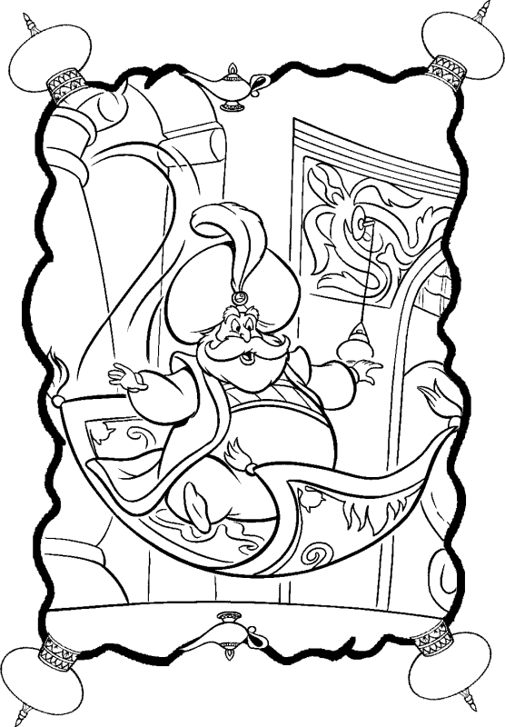 556x800 The Sultan Flew Using The Magic Carpet Coloring Pages