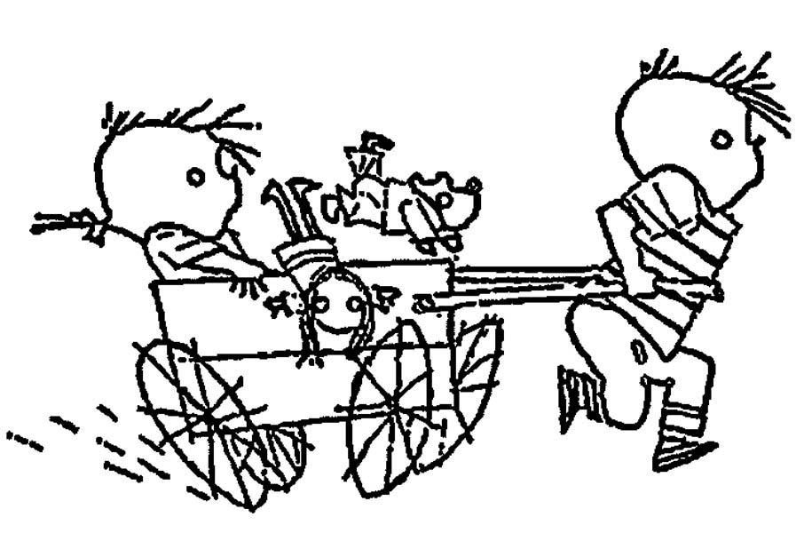 906x600 Jip Pull Janneke In A Carriage In Jip And Janneke Coloring Pages