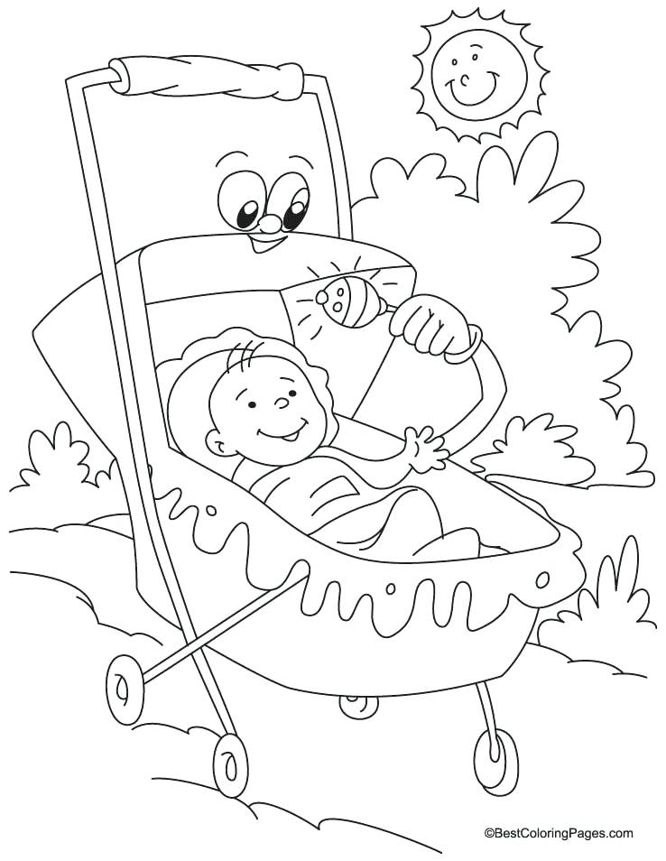 738x954 Baby Carriage Coloring Page Pram Coloring Page 4 Baby In Pram