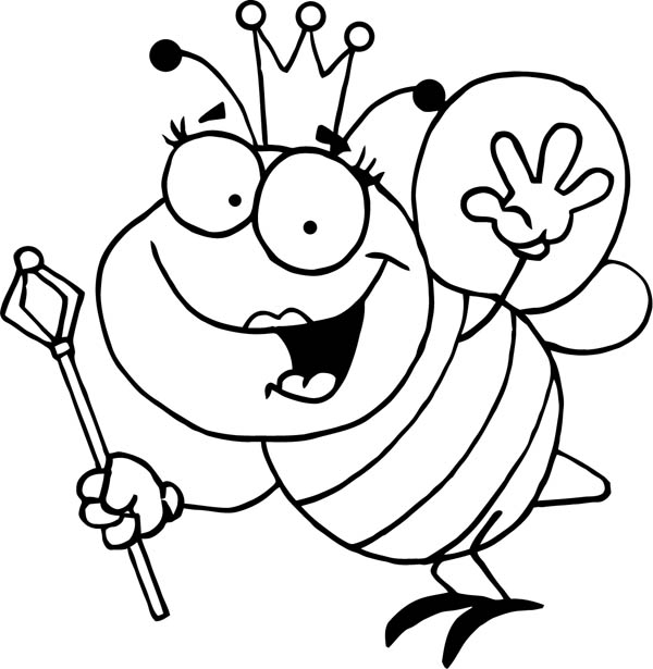 600x615 Complete Bumble Bee Coloring Page Bumblebee Queen With Royal