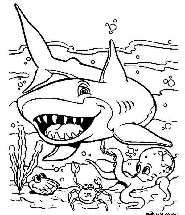 600x699 Astounding Shark Coloring Pages Printable Realistic Games Adult