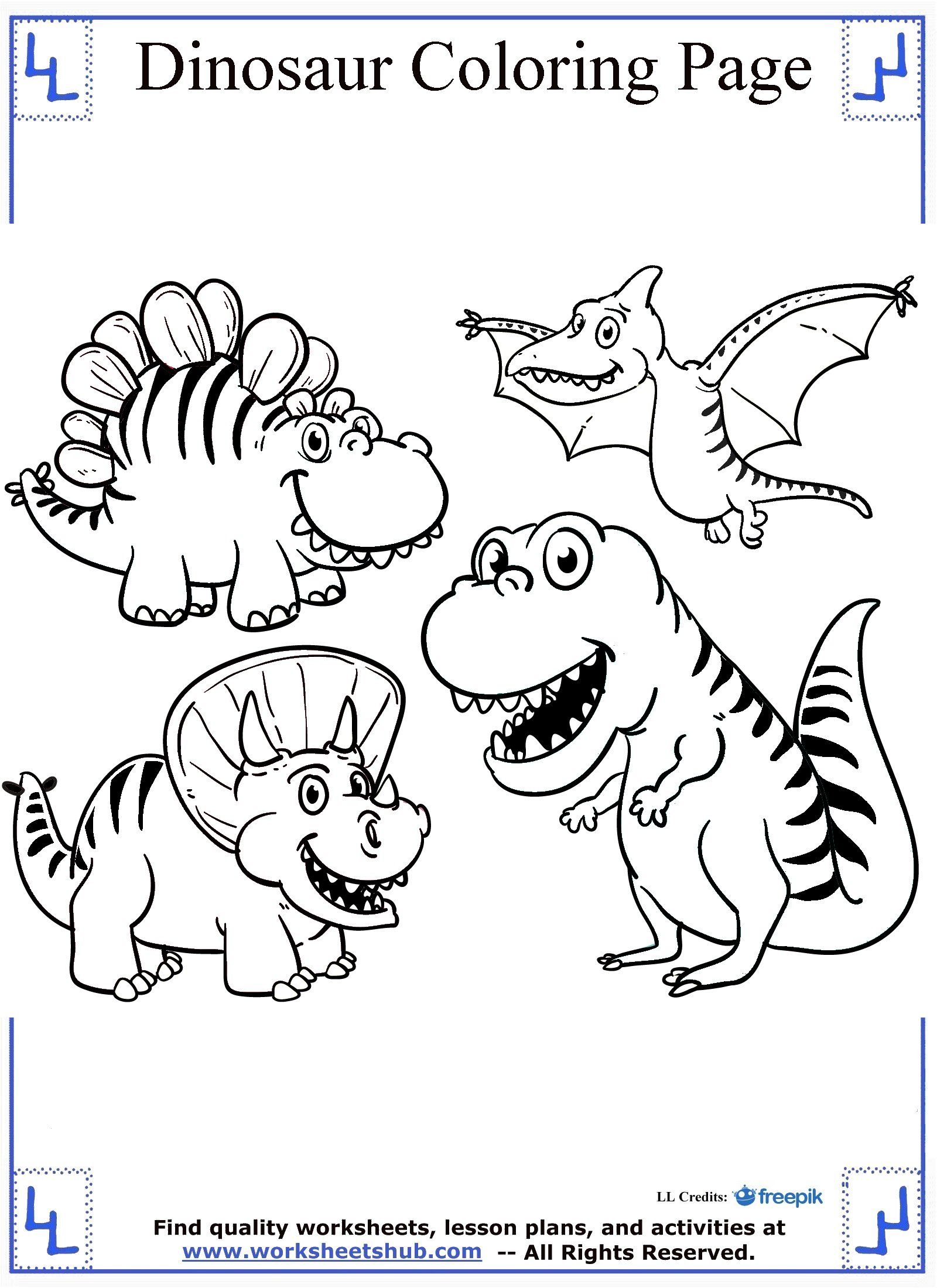 1600x2200 Cartoon Dinosaurs Coloring Page Dinosaur Coloring Pages