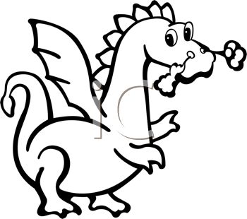 350x310 Fire Breathing Dragon Drawn In A Cartoon, Coloring Page Style