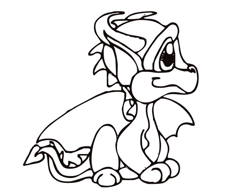 810x630 Printable Baby Dragon Coloring Page