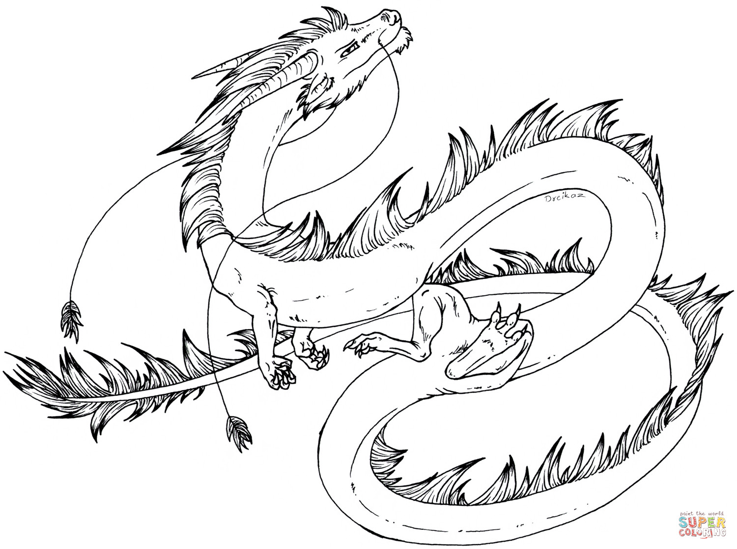 1500x1117 Cartoon Eastern Dragon Coloring Page Free Printable Pages Pleasing