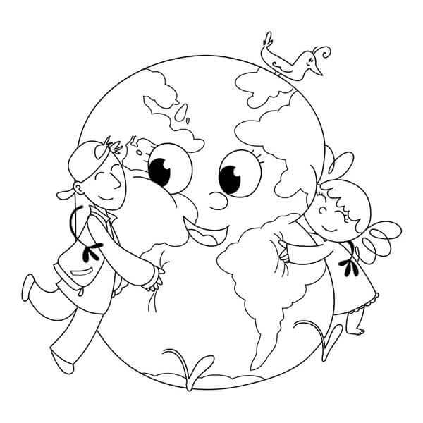 Cartoon Earth Coloring Pages