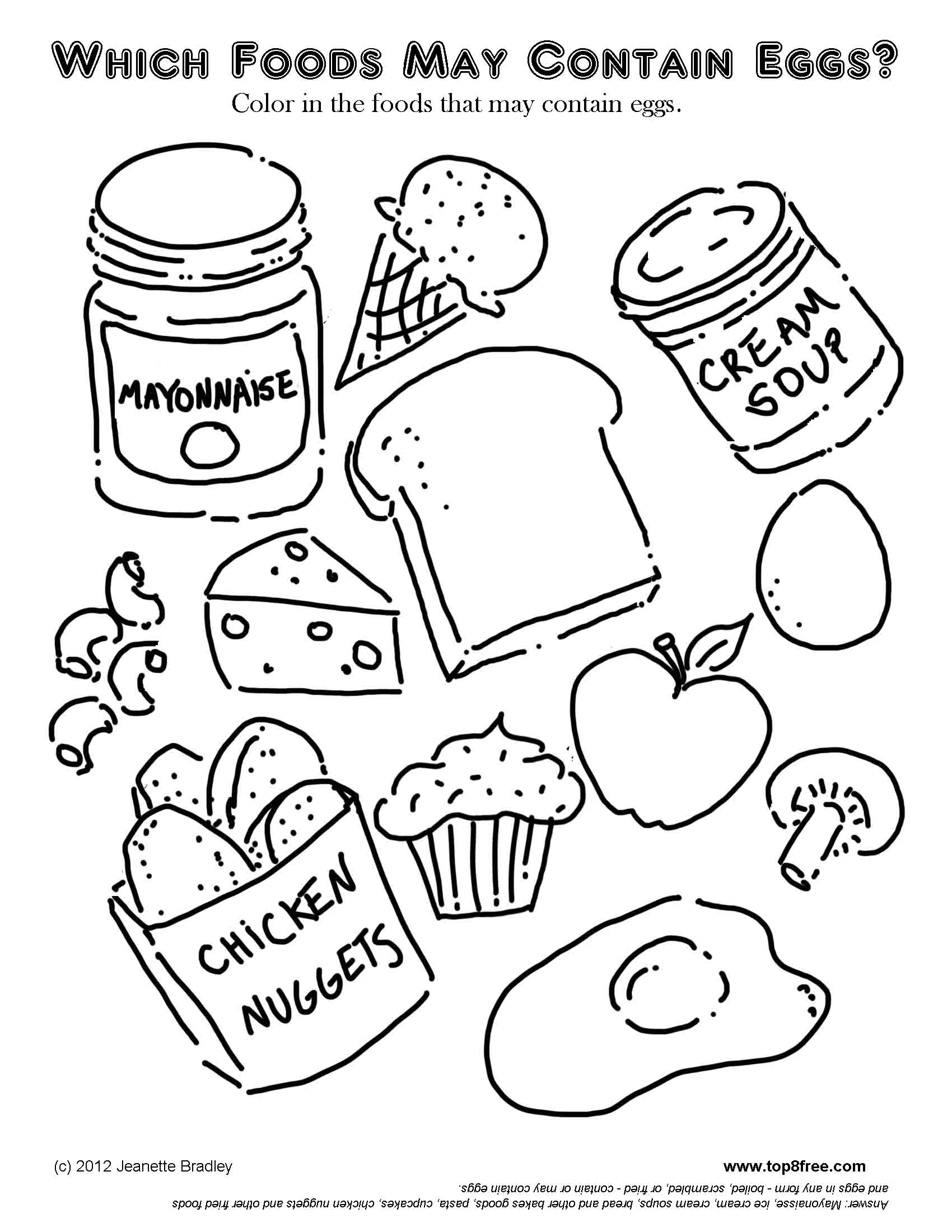 1700x2200 Cute Food Coloring Pages 503344