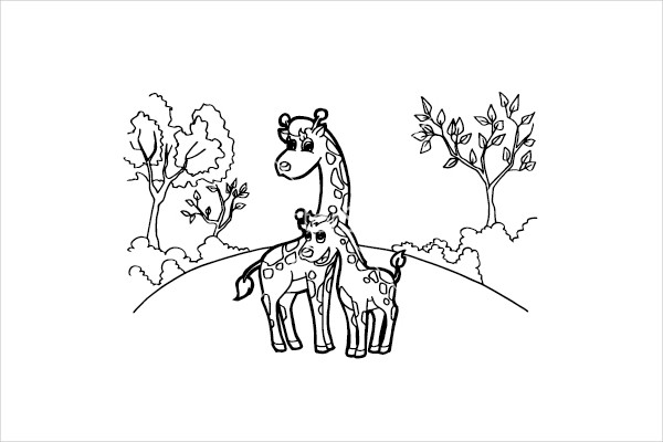 Cartoon Giraffe Coloring Pages