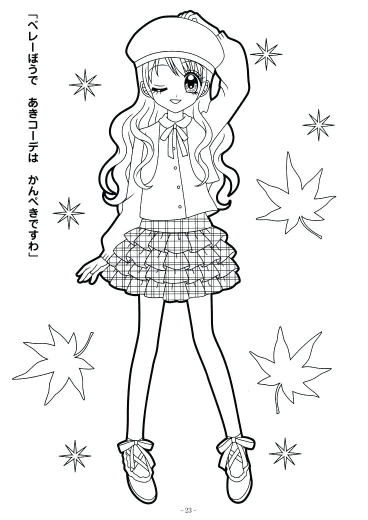 736x1040 Cute Girl Coloring Pages Coloring Anime Pages As Well As Girls
