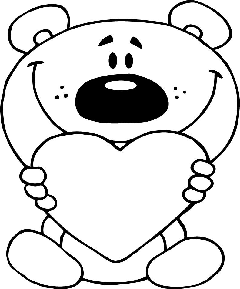 792x953 Cute Love Coloring Page Of Teddy Bear Holding Red Heart