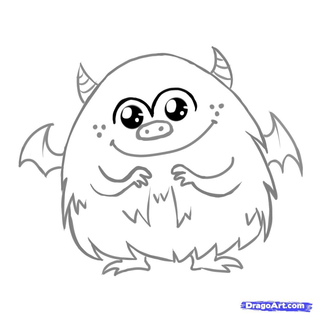1024x1024 How To Draw A Cute Monster, Step By Step, Creatures, Monsters
