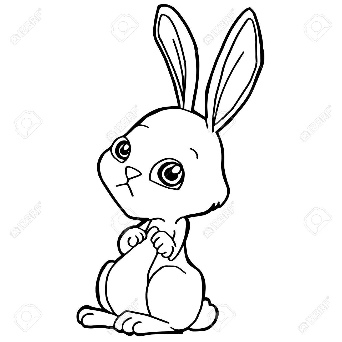 1300x1300 Astonishing Cartoon Cute Rabbit Coloring Page Vector Illustration
