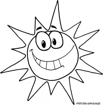 332x338 Printable Cartoon Character Smiling Sun Coloring Pages