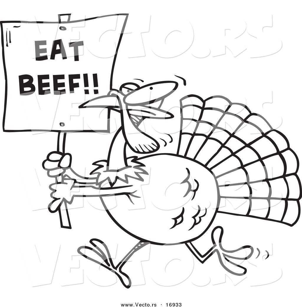 1024x1044 Vector Of A Cartoon Turkey With An Eat Beef Sign