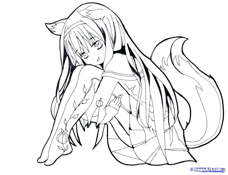 736x566 Cartoon Girl Coloring Pages Wolf Coloring Pages Anime Wolf