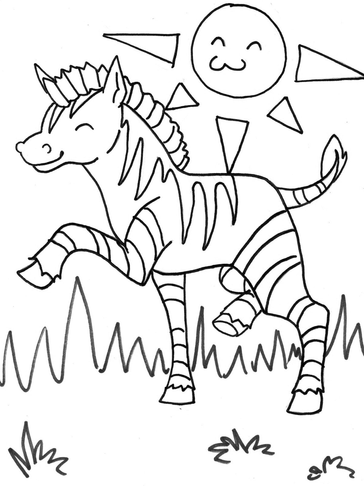 1200x1600 Zebra Coloring Page