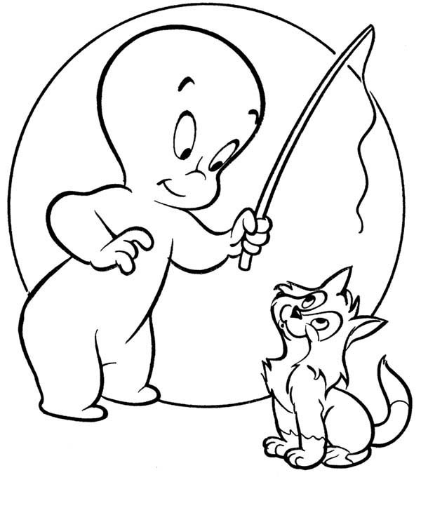 600x734 Casper The Friendly Ghost Take A Cat To Fishing Coloring Pages