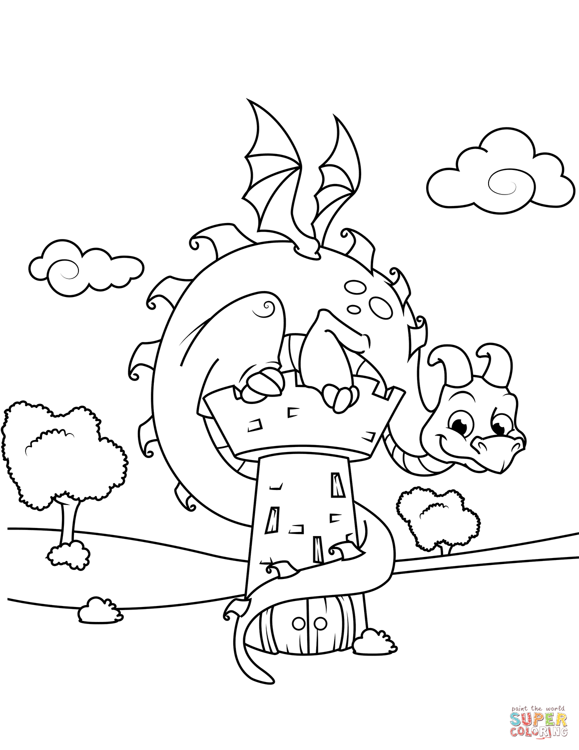 1159x1500 Fascinating Castle And Dragon Coloring Pages F
