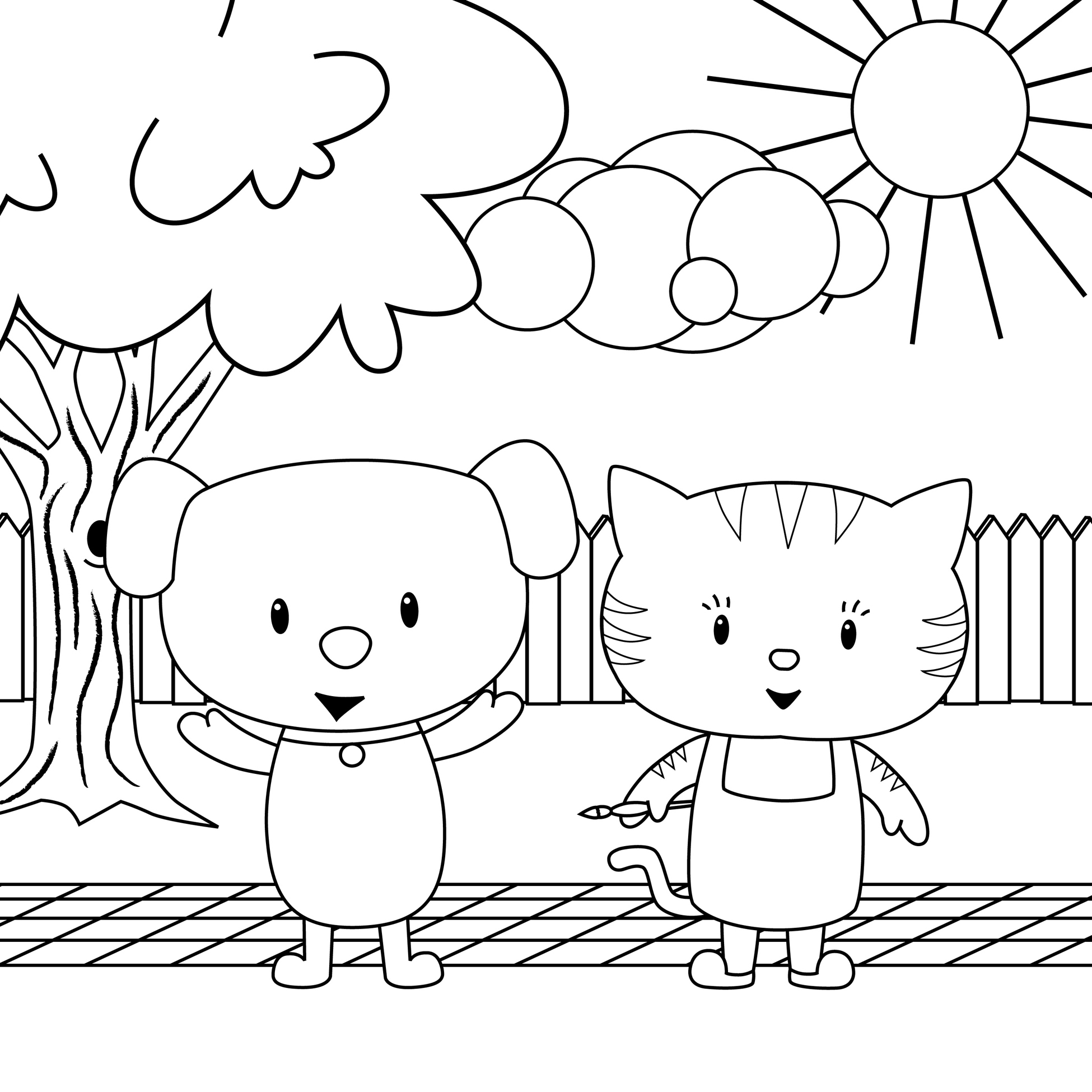 1950x1950 Dog And Cat Coloring Pages