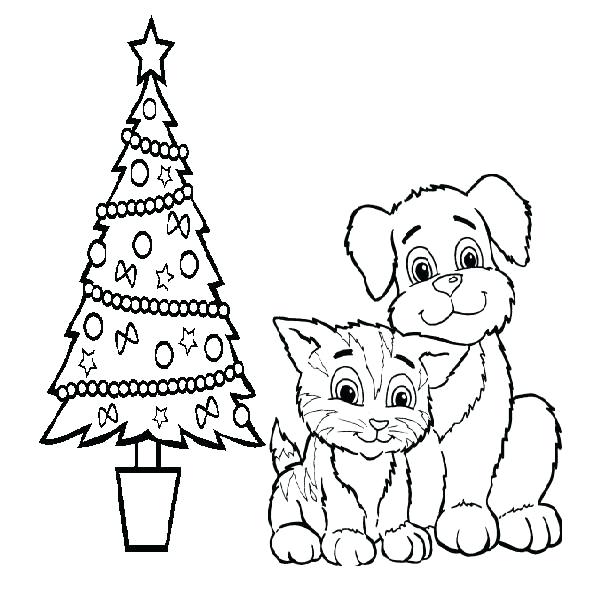 600x600 Dog Coloring Pages Dog And Cat Coloring Page Christmas Dog