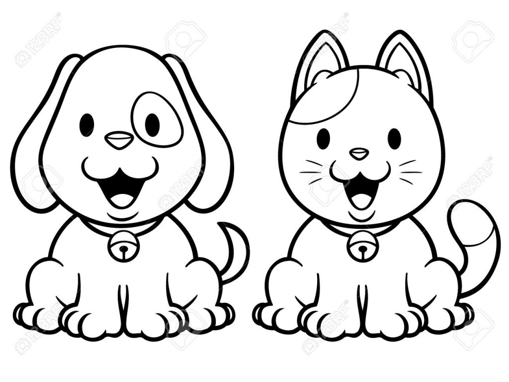 1024x768 Cat And Dog Coloring Pages Free Colouring To Print Cats Dogs Movie