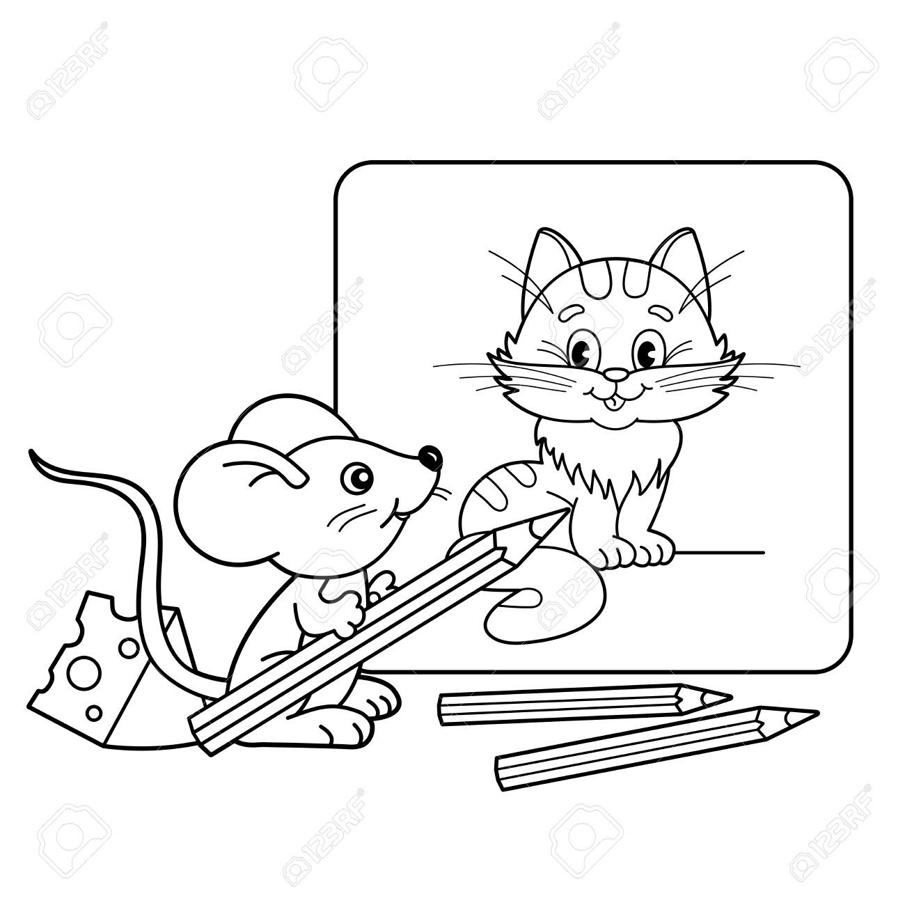 1300x1300 The Best Coloring Page Outline Of Cartoon Little Mouse