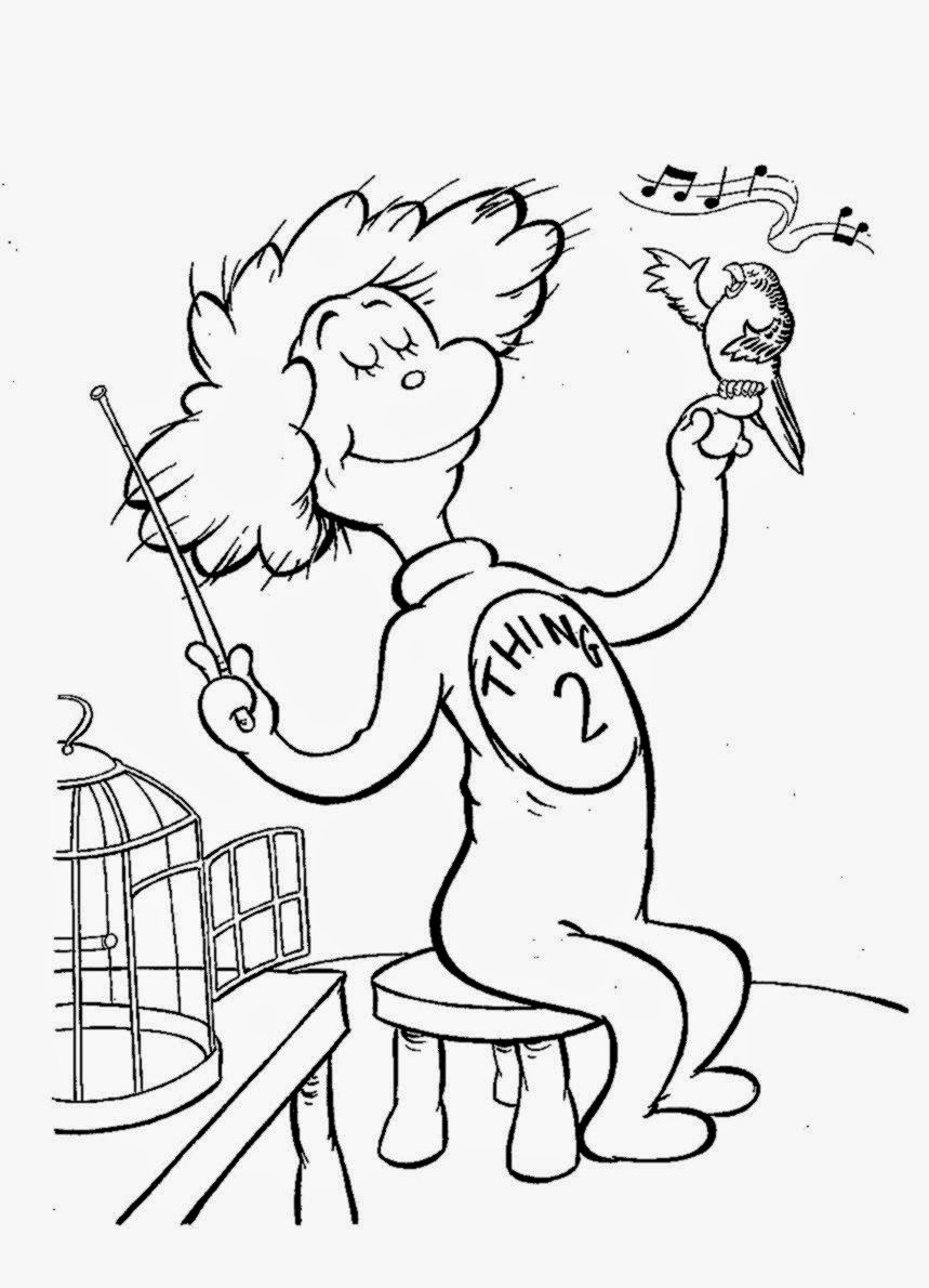 Cat And The Hat Coloring Pages Free