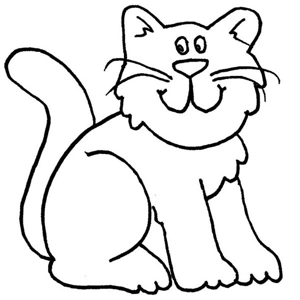 600x600 Cartoon Cat Coloring Pages A Cartoon Drawing Of Funny Kitty Cat