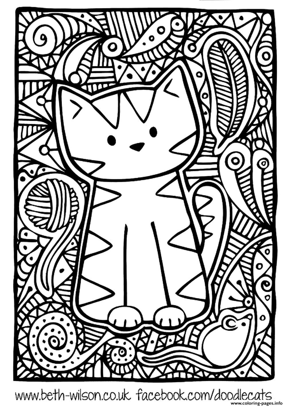 1000x1419 Cat Coloring Pages For Adults Print Kitten Adult Difficult Cute