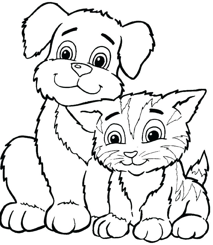 736x847 Free Puppy And Kitty Coloring Pages Kids Kitten Cat
