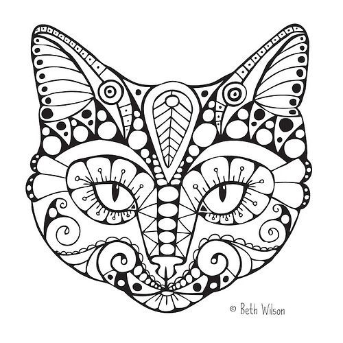 500x500 Doodle Cat Colouring~cats~dogs ~zentangles
