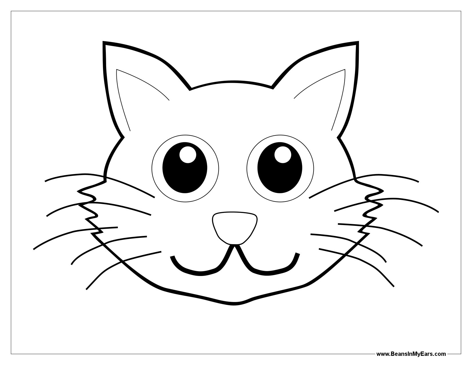 1650x1275 New Cat Face Coloring Page Pages Color Bros