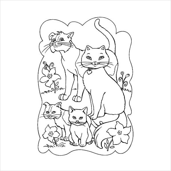 600x600 Cat Coloring Pages