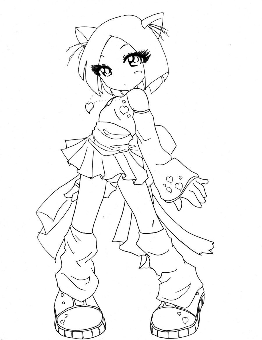 Cat Girl Coloring Pages