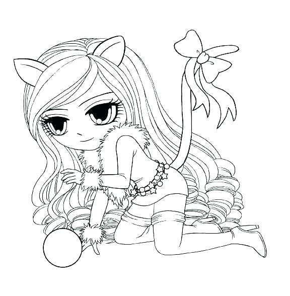 576x588 Catgirl Coloring Pages Anime Cat Girl Coloring Pages