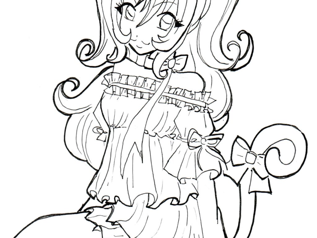 1024x768 Girl Coloring Pages Cat Girl Coloring Page Free Printable Coloring